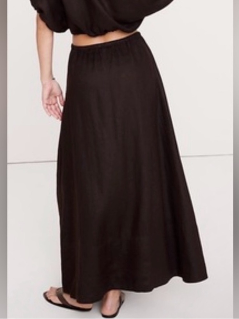 NWT! BANANA REPUBLIC GANACHE BROWN LINEN DRAWSTRING MAXI SKIRT - LARGE 🌅4️⃣ - Picture 4 of 6